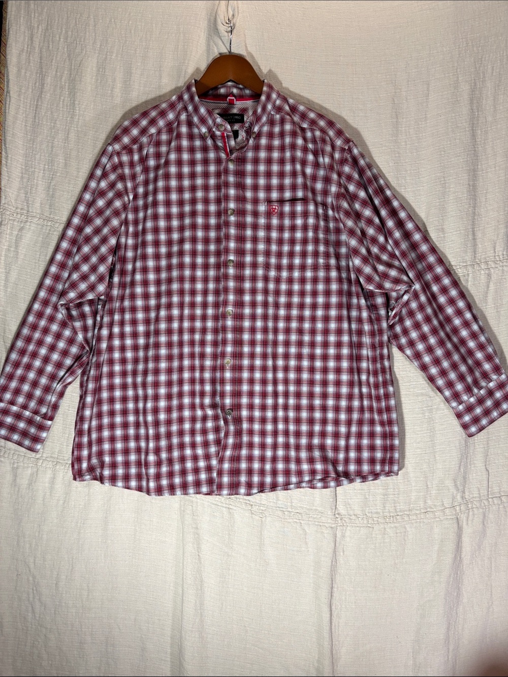Ariat Pro Series Nikolai Men’s XL Shirt Red Plaid Long Sleeve Button Down